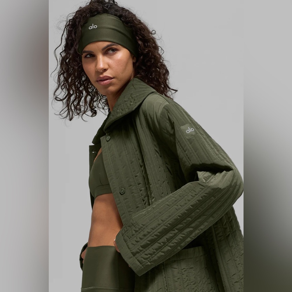 ALO Yoga Quilted Skyline Long Coat size xs/s olive green - Picture 6 of 10